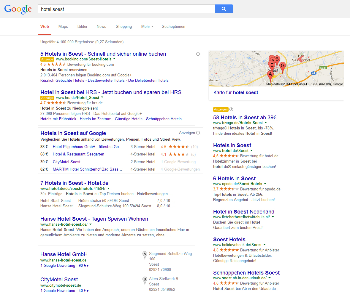 Bei Google auf der ersten Seite