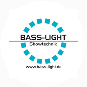 Logo von Bass-Light mit blauem Kreis und Schriftzug auf weißem Hintergrund.
