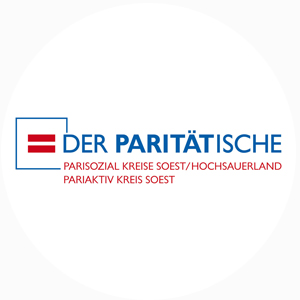 Logo des Paritätischen Wohlfahrtsverbands mit rotem und blauem Text auf weißem Hintergrund.