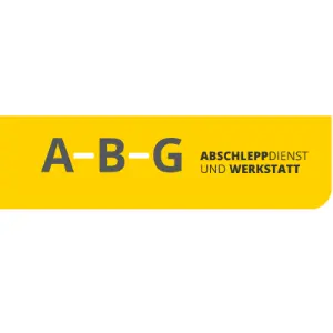 Das gelbe A-B-G-Logo mit dem Zusatz „Abschleppdienst und Werkstatt“ steht auf weißem Hintergrund und wirkt klar, modern und markant.