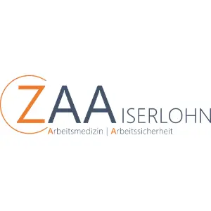 Das ZAA Iserlohn Logo zeigt einen orangefarbenen Kreis um das Z und die grauen Buchstaben A A mit dem Zusatz Arbeitsmedizin | Arbeitssicherheit.